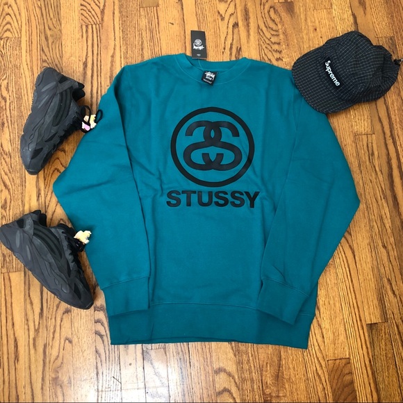 ๐จHP๐ Stussy NWT link crewneck in teal medium - Picture 2 of 5